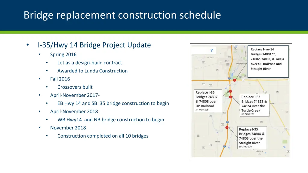 bridge replacement construction schedule