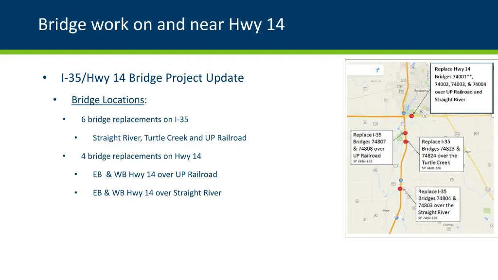 bridge work on and near hwy 14