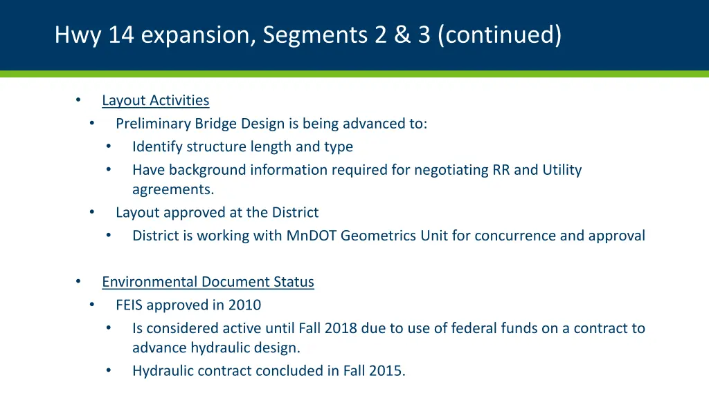 hwy 14 expansion segments 2 3 continued