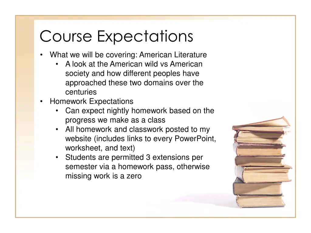 course expectations