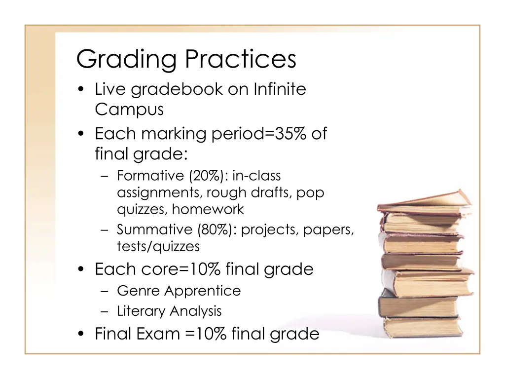 grading practices live gradebook on infinite