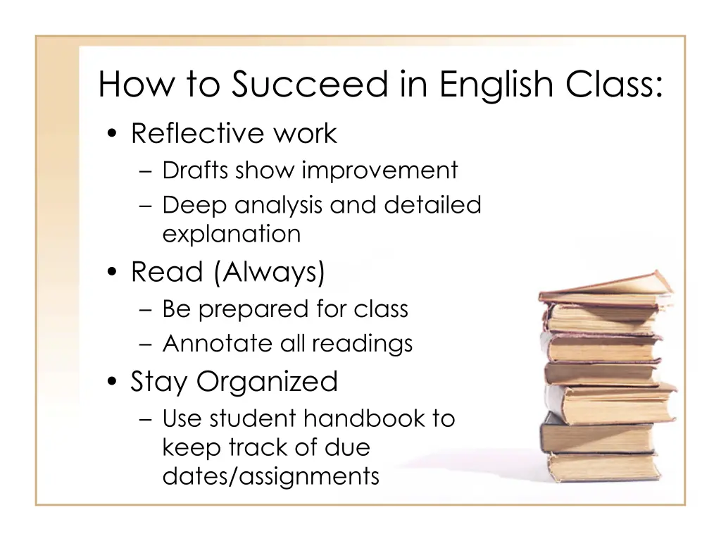 how to succeed in english class reflective work