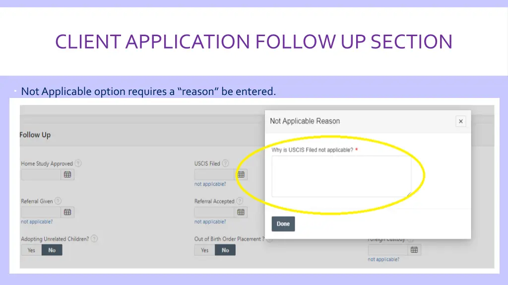 client application follow up section 1