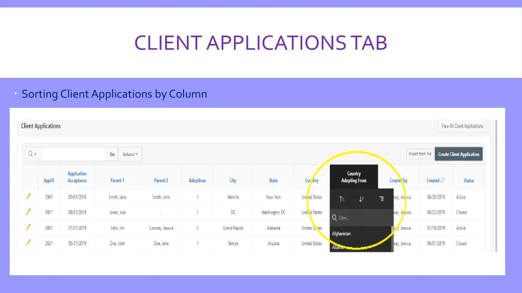 client applications tab 1