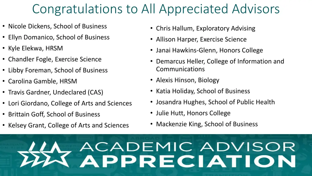 congratulations to all appreciated advisors 1