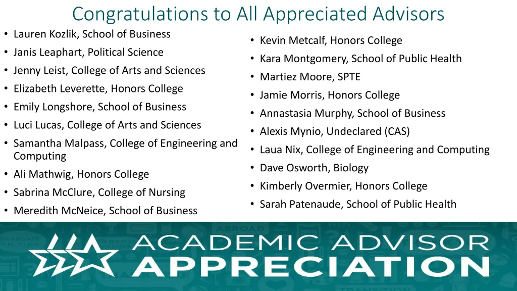 congratulations to all appreciated advisors 2