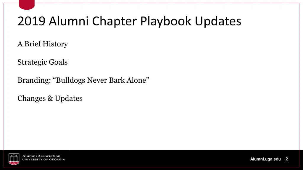 2019 alumni chapter playbook updates