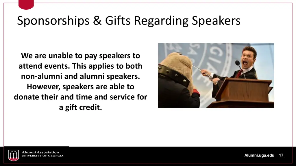 sponsorships gifts regarding speakers