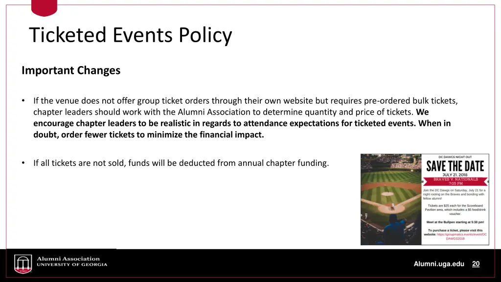 ticketed events policy