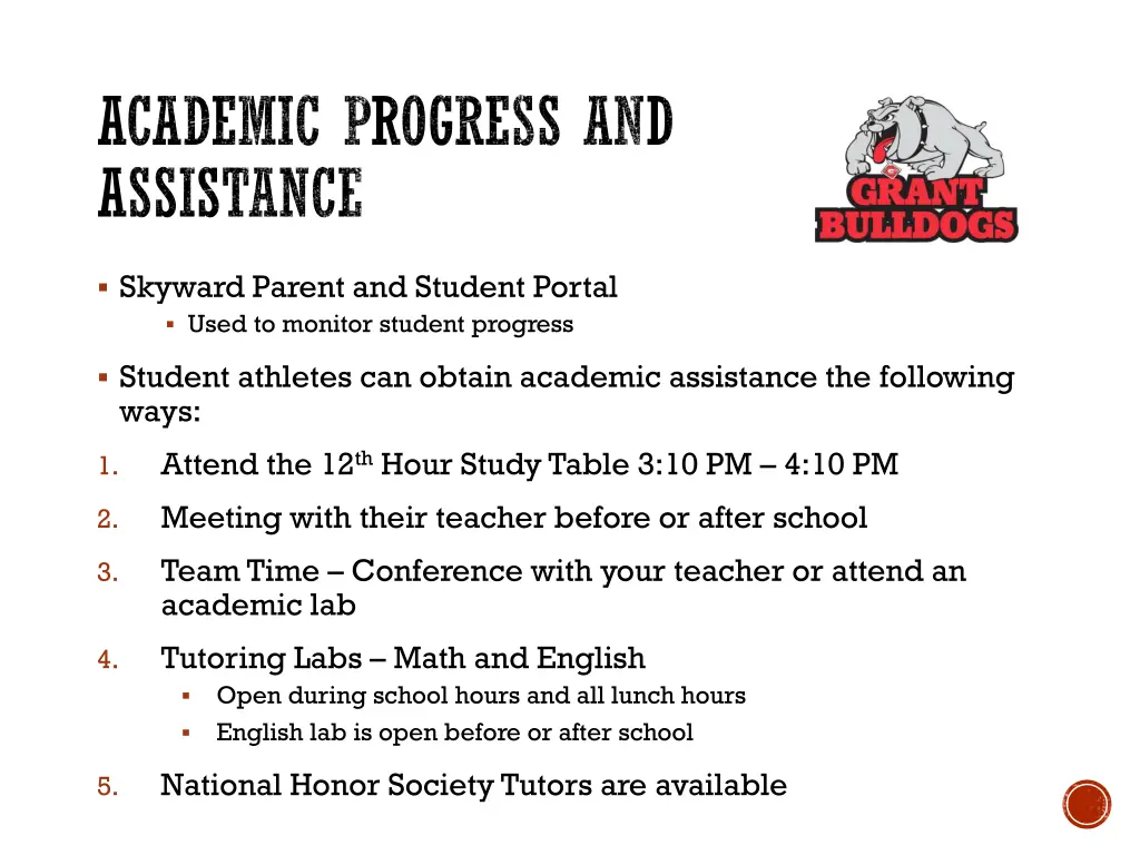 academic progress and assistance