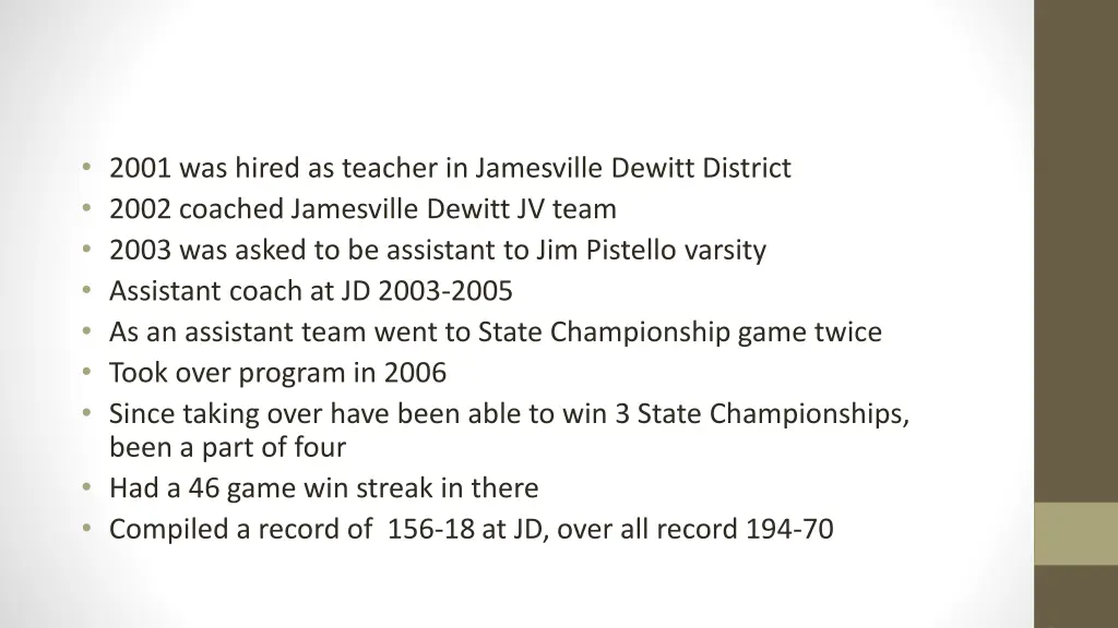 2001 was hired as teacher in jamesville dewitt