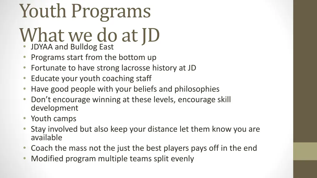 youth programs what we do at jd jdyaa and bulldog