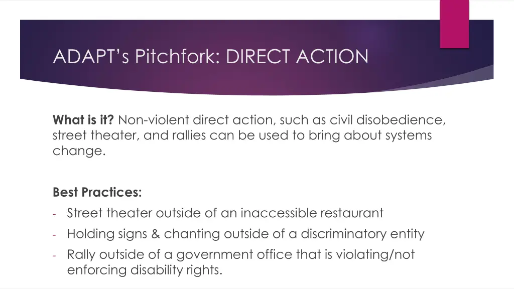 adapt s pitchfork direct action