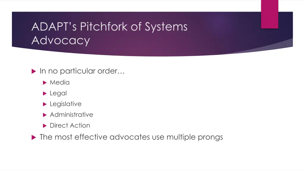 adapt s pitchfork of systems advocacy