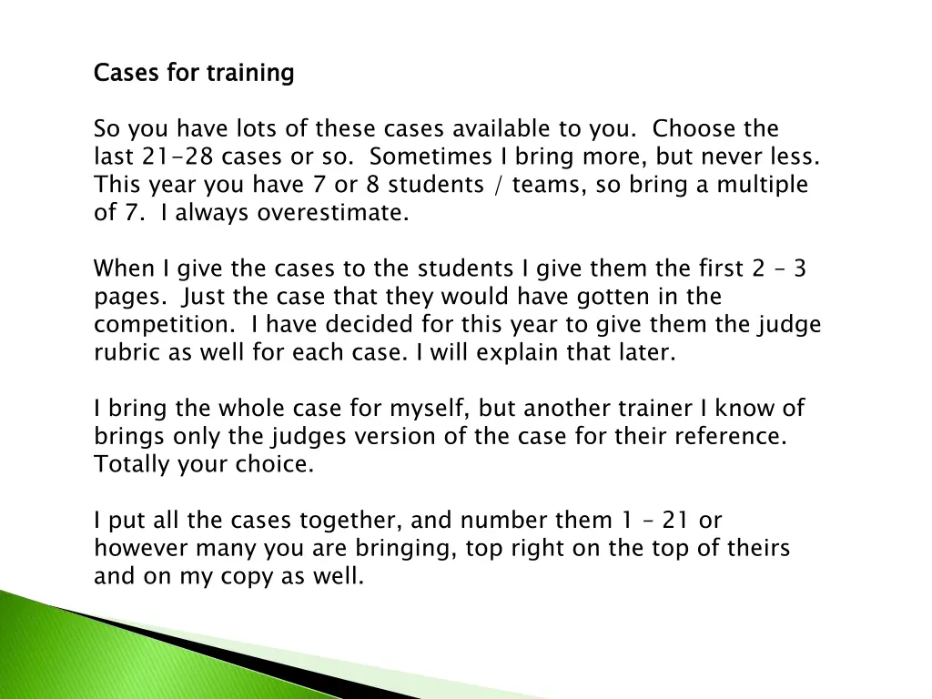 cases for training