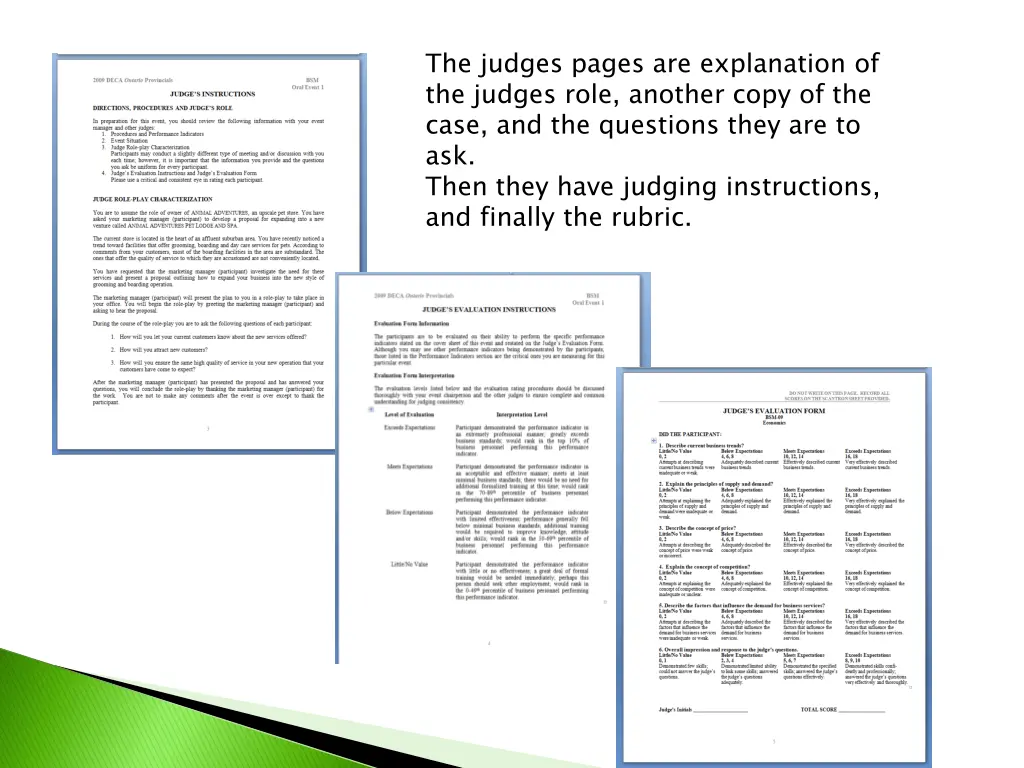 the judges pages are explanation of the judges