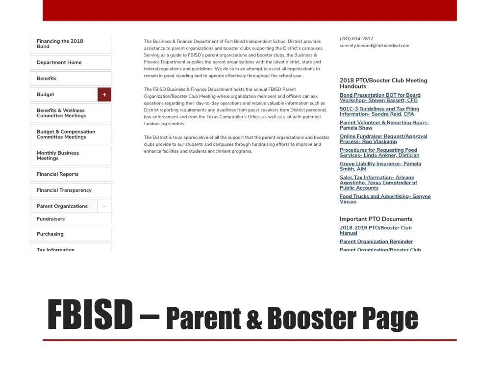 fbisd parent booster page