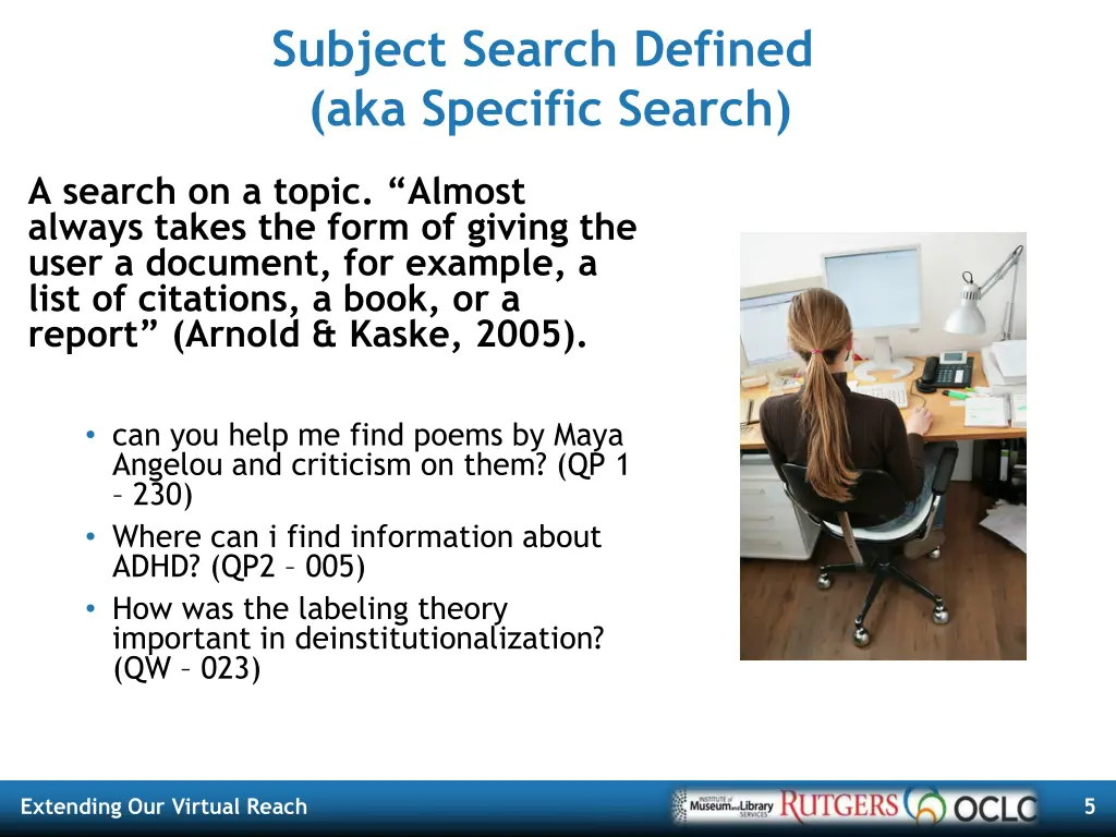 subject search defined aka specific search