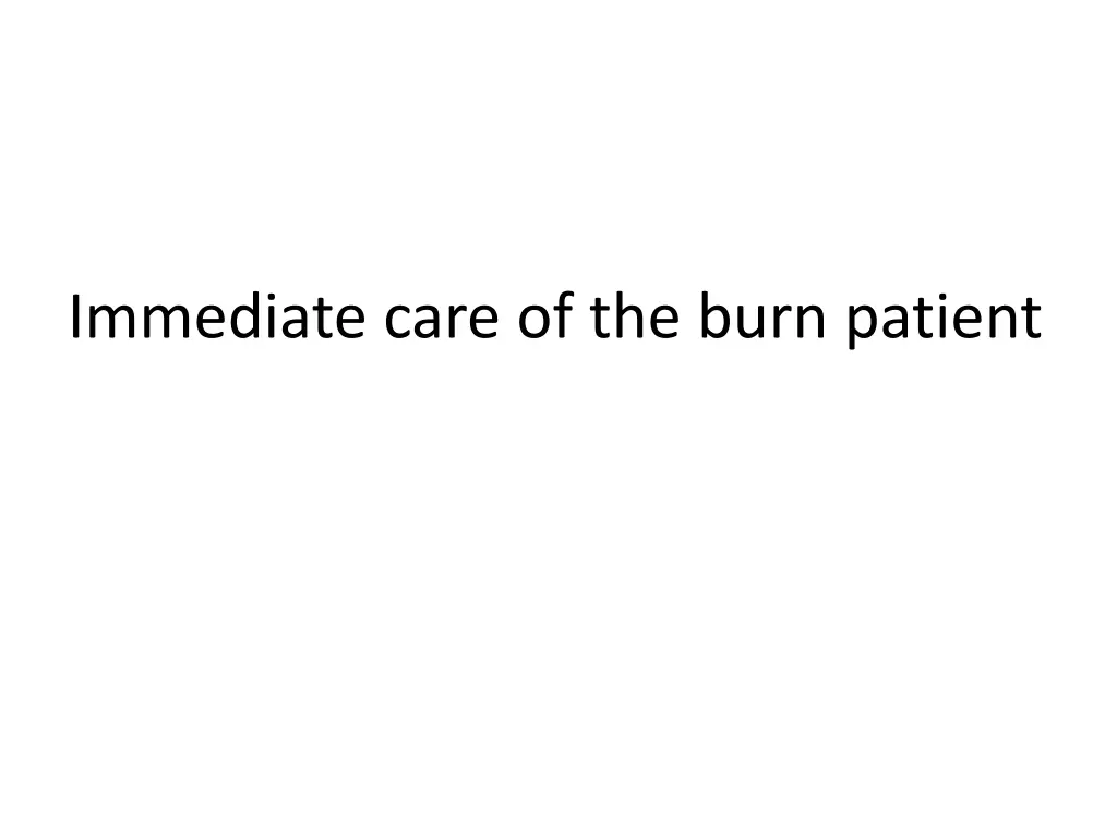 immediate care of the burn patient