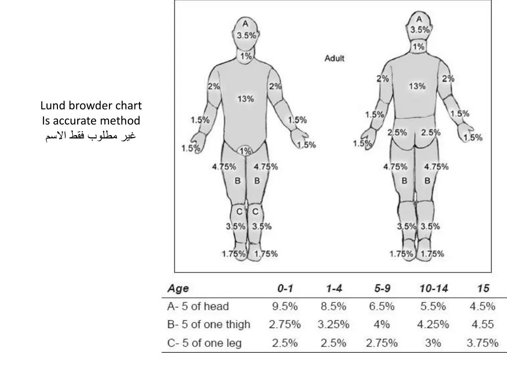 lund browder chart is accurate method