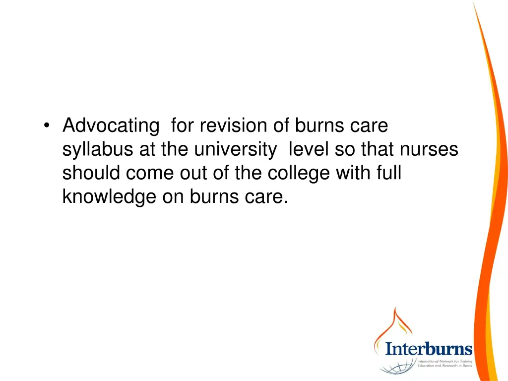 advocating for revision of burns care syllabus