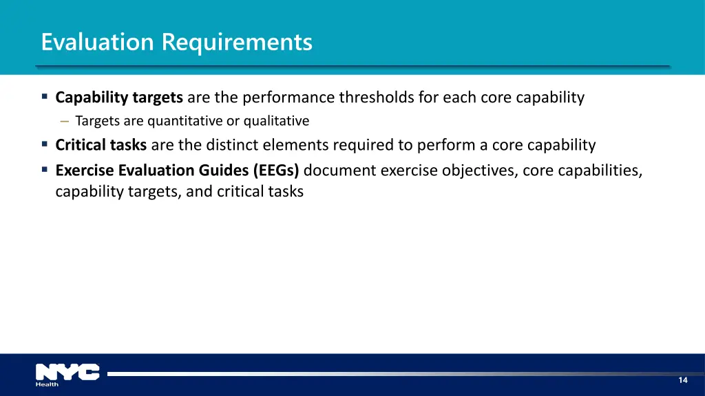 evaluation requirements