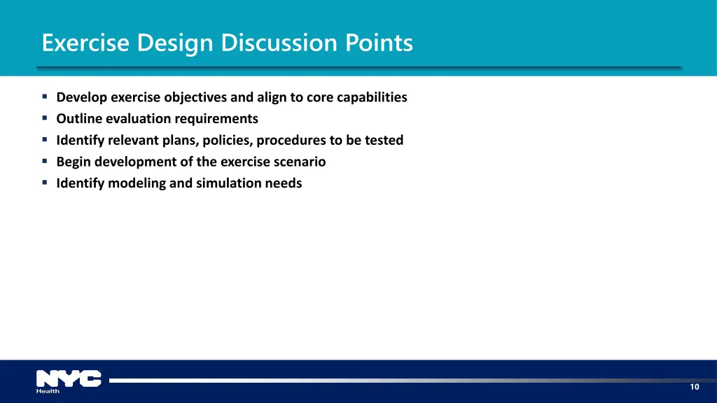 exercise design discussion points