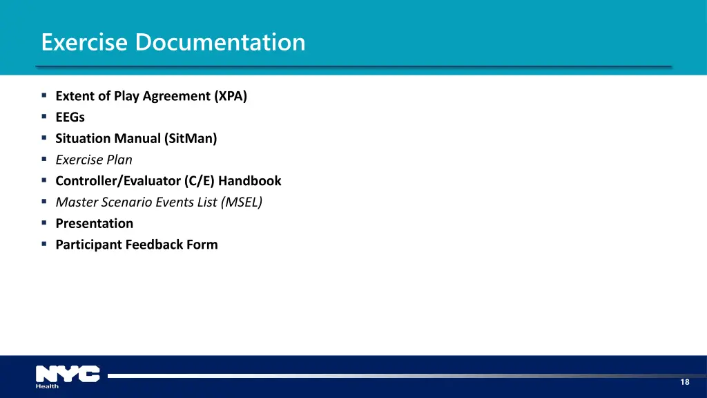 exercise documentation