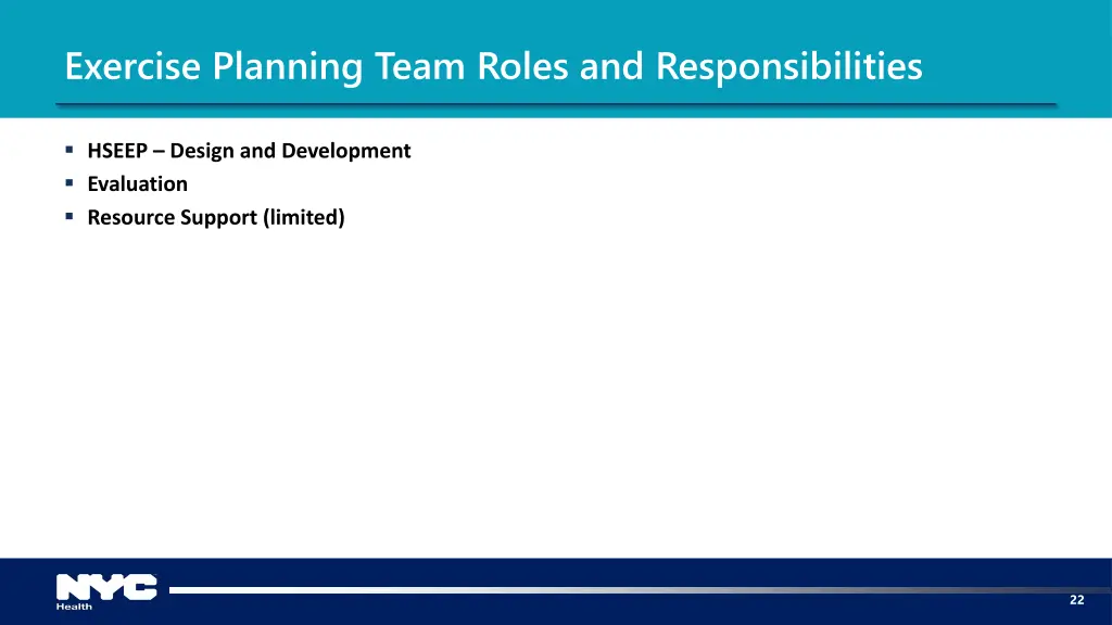 exercise planning team roles and responsibilities