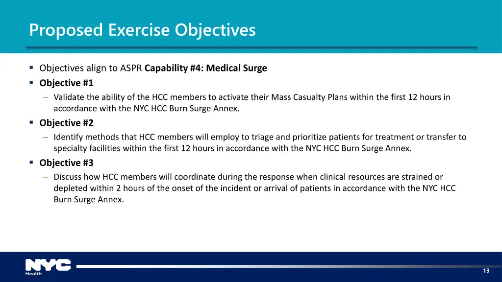 proposed exercise objectives 1