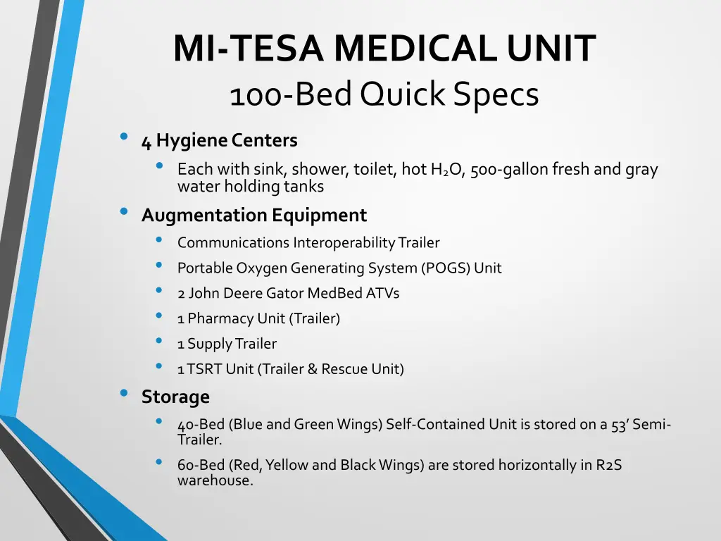 mi tesa medical unit 100 bed quick specs 1