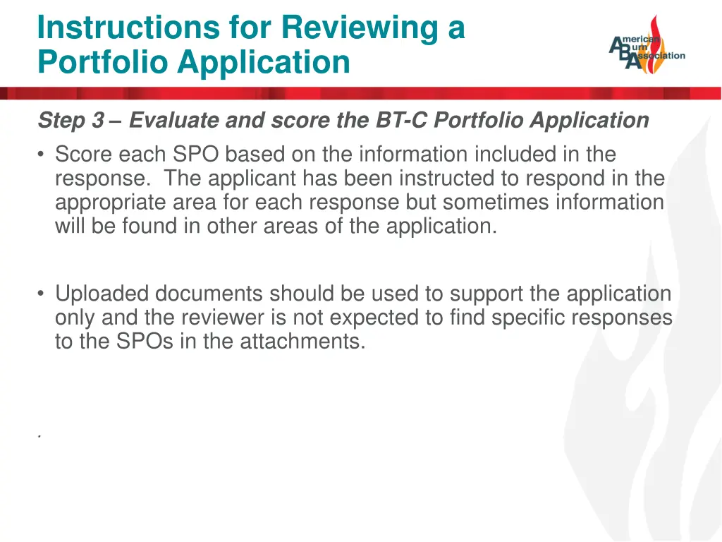 instructions for reviewing a portfolio application 4