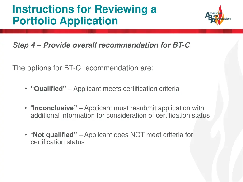 instructions for reviewing a portfolio application 7