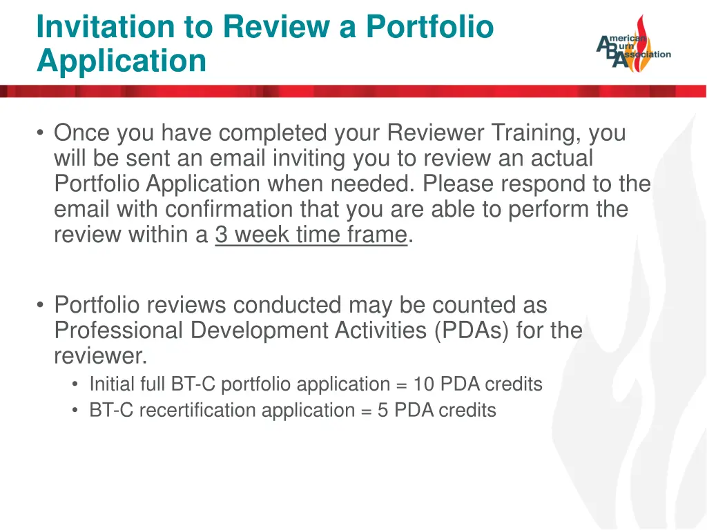 invitation to review a portfolio application