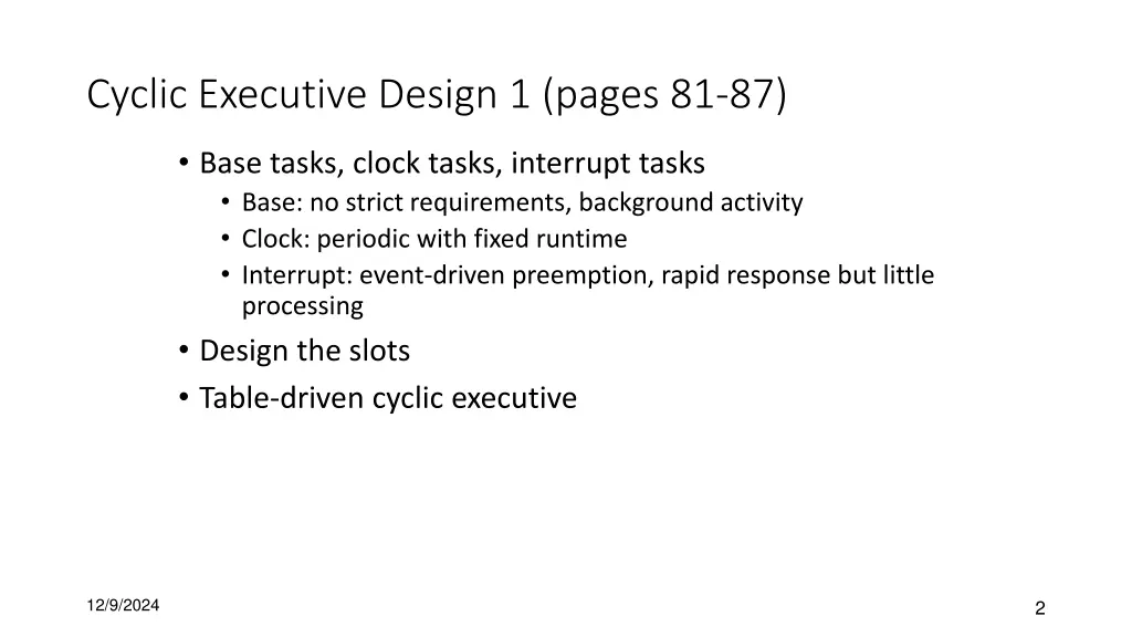 cyclic executive design 1 pages 81 87