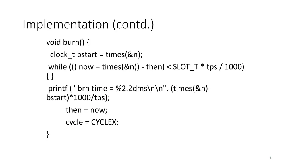 implementation contd 1