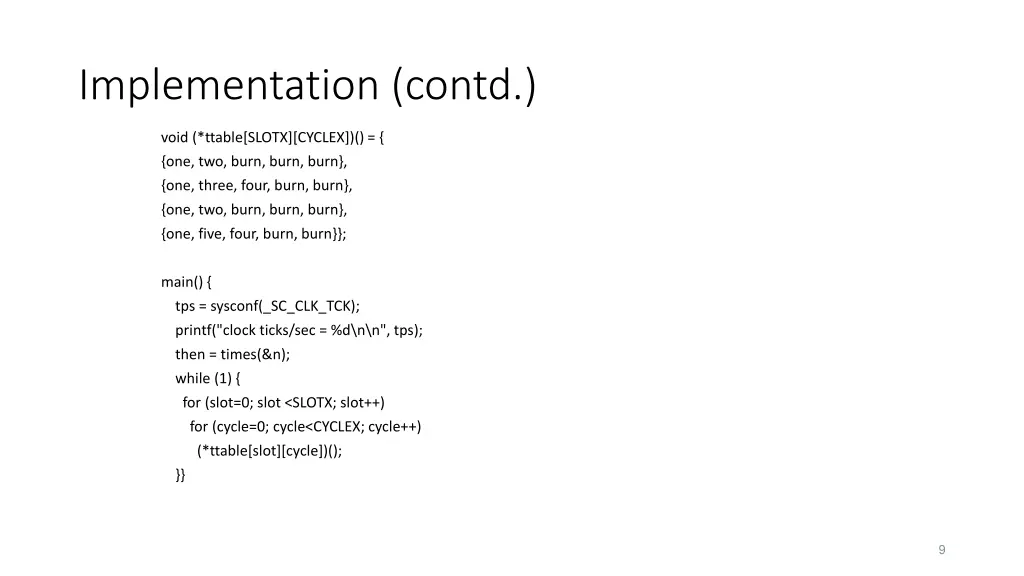 implementation contd 2