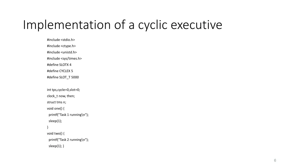 implementation of a cyclic executive