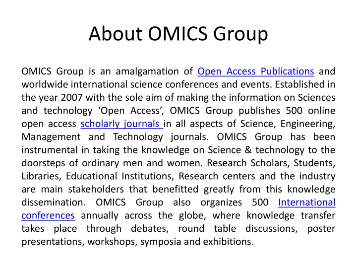 about omics group