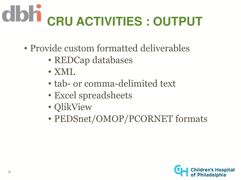 cru activities output