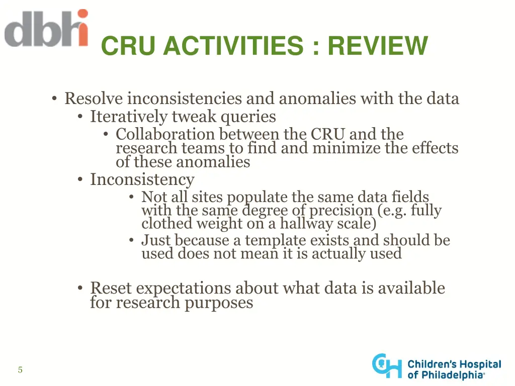 cru activities review