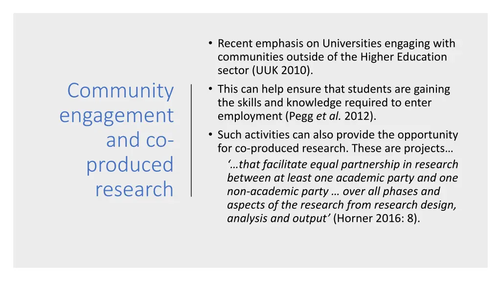 recent emphasis on universities engaging with