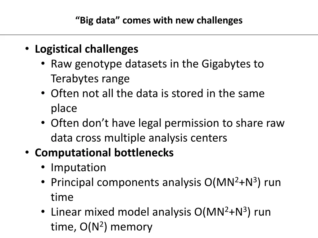 big data comes with new challenges