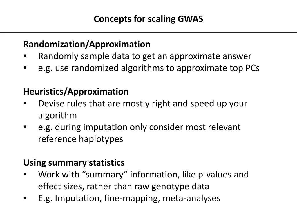 concepts for scaling gwas