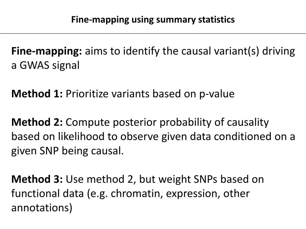 fine mapping using summary statistics