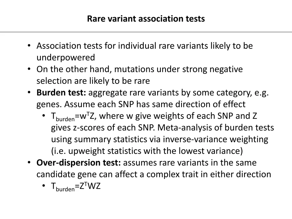 rare variant association tests