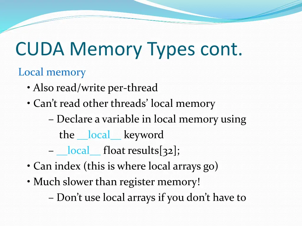 cuda memory types cont