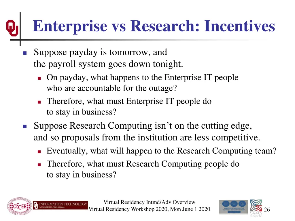 enterprise vs research incentives