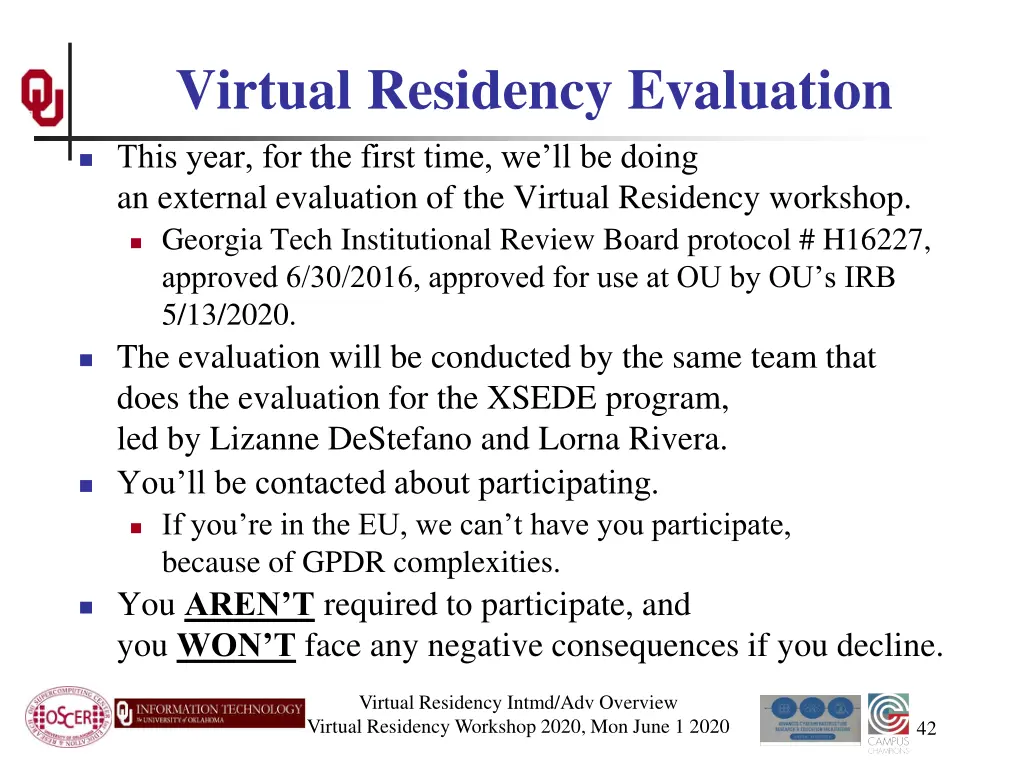 virtual residency evaluation