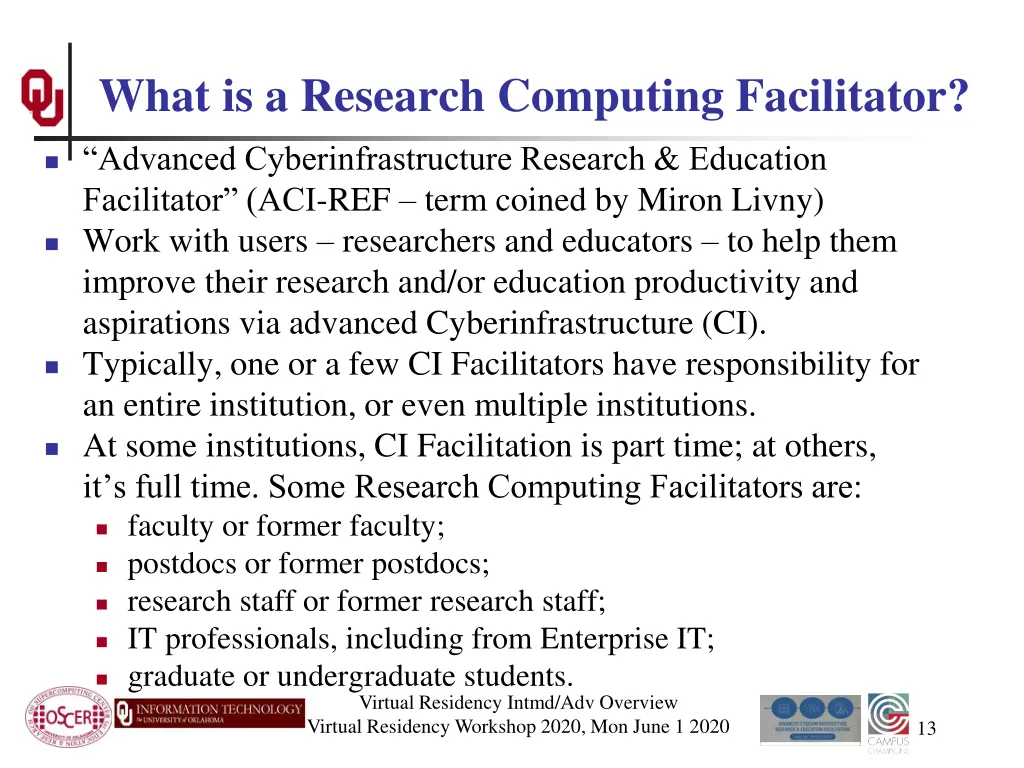 what is a research computing facilitator